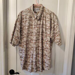 Columbia Men's Button Up Shirt Short Sleeve Fly Fishing Lure Shirt-XL